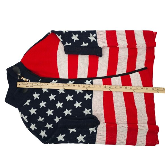 Janice Apparel Open Front Knit Cardigan Poncho ONE SIZE American Flag Pattern - Picture 5 of 16